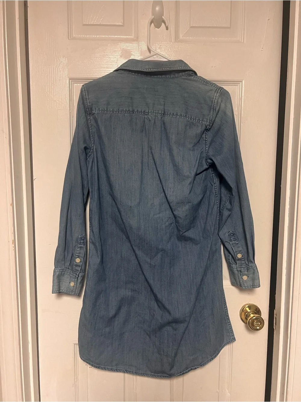 Denim Shirt Dress with Pink Flamingo Patch - JCrew